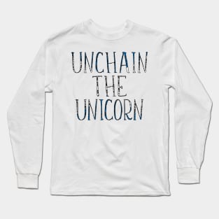 UNCHAIN THE UNICORN, Scottish Independence Saltire Flag Slogan Long Sleeve T-Shirt